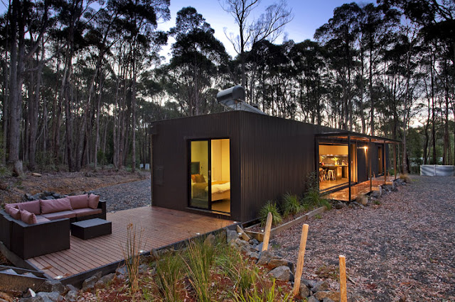 Prefab Cabin Secluded in a Forest Tropycal Landscape | Container Cafe ...