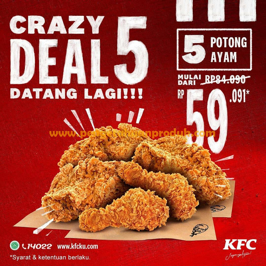 Promo KFC Terbaru CRAZY DEAL 5 Periode 14 - 20 September 2020