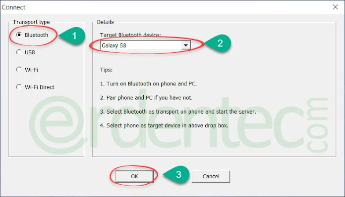 Connecting via Bluetooth