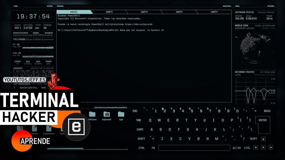 Terminal para Hackers? Descargar eDEX-UI para Windows, Linux y Mac