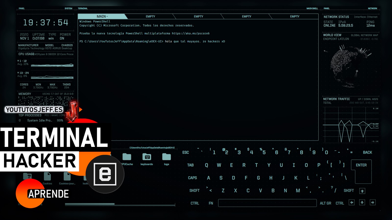 Terminal para Hackers? Descargar eDEX-UI para Windows, Linux y Mac