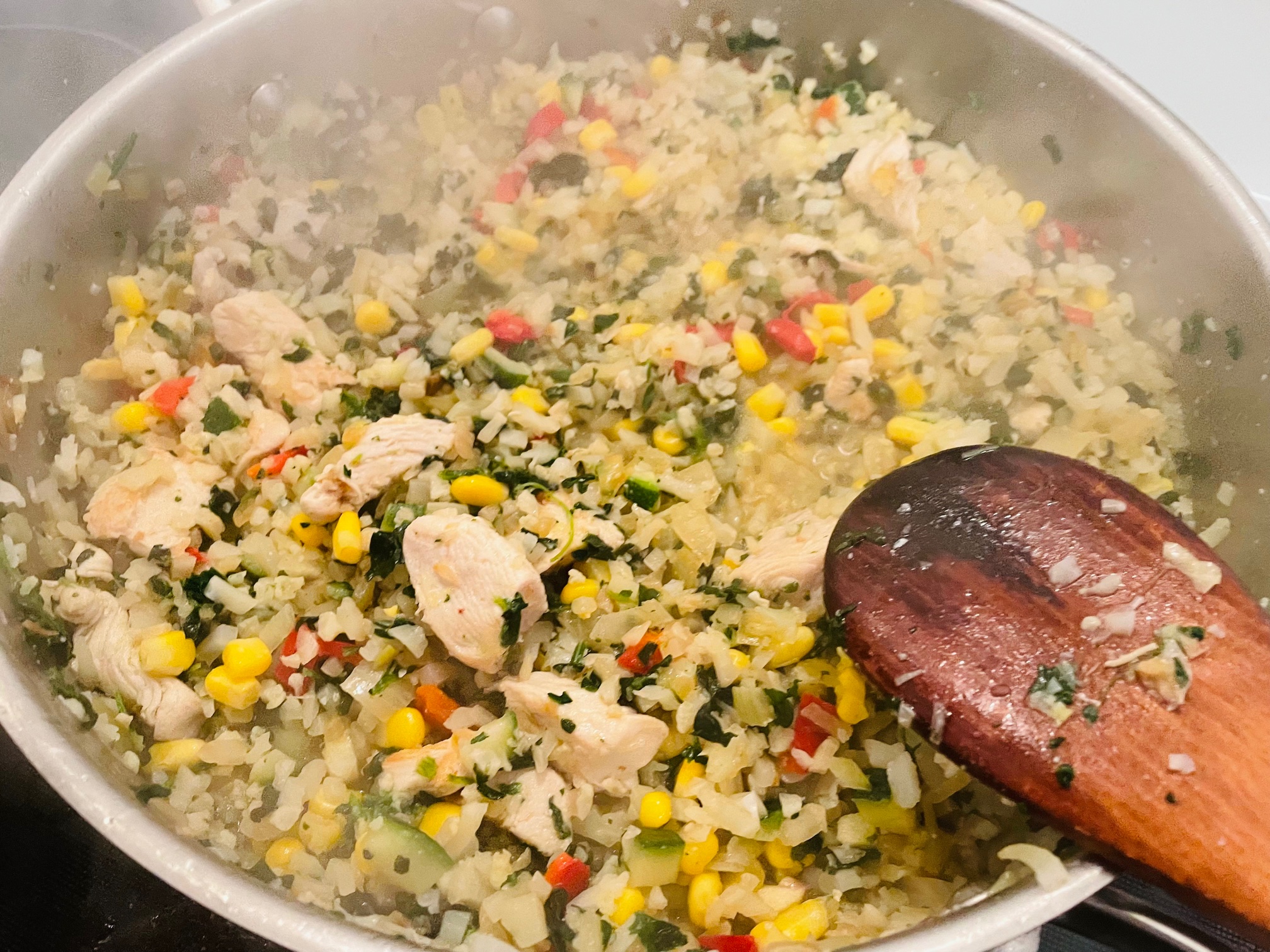 Craving Fresh Red Pesto Chicken Risotto Low Carb & THM S