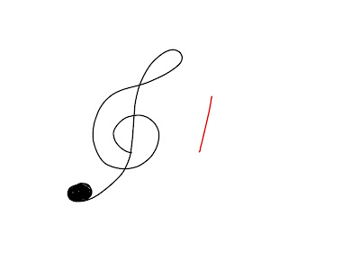 アイコン 「音楽」 (作: 塚原 美樹) ～ 八分音符の線を描く