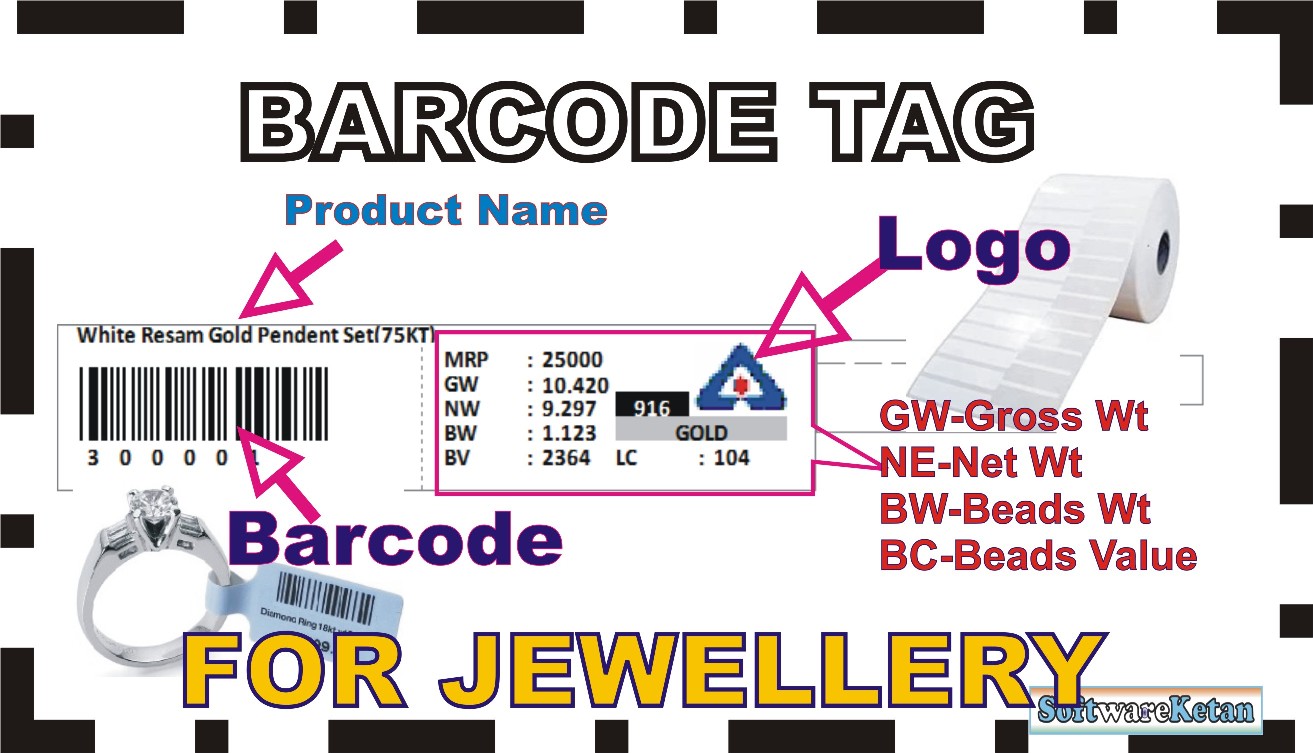 Jewellery Products Tag Barcode Label Template Billing Software Guru