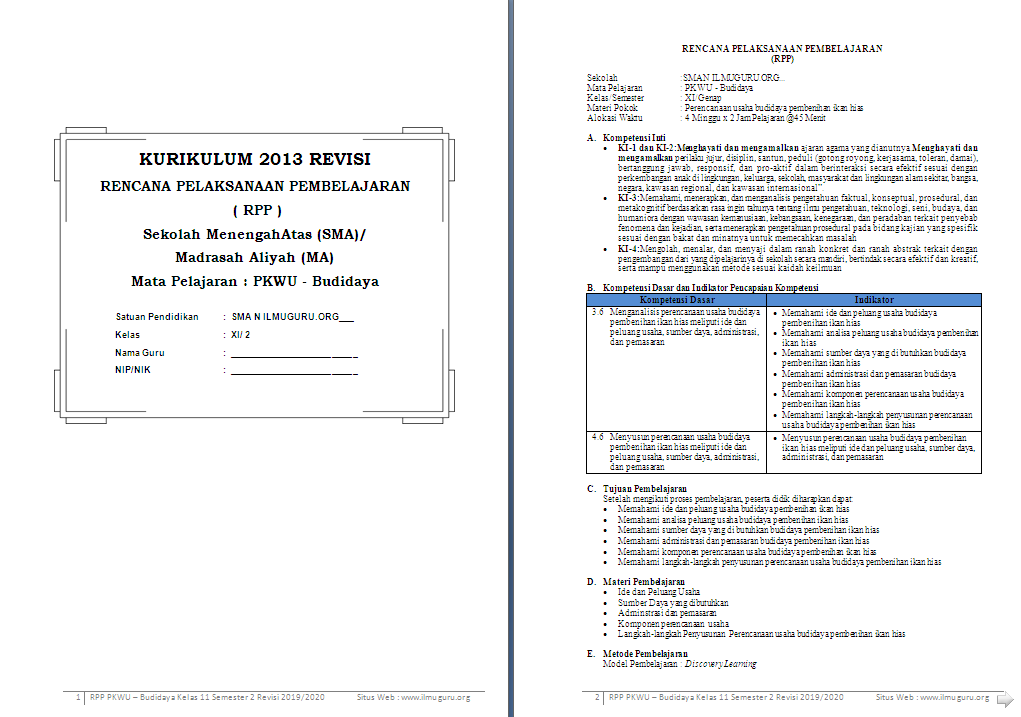 Rpp 1 Lembar Covid Kelas 8 Semester 1 Dan 2 Rpp 1 Lembar