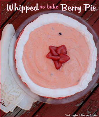 Whipped Berry Pie is a no bake dessert that comes together in minutes and can be made using the berries of your choice. | Recipe developed by www.BakingInATornado | #pie #dessert