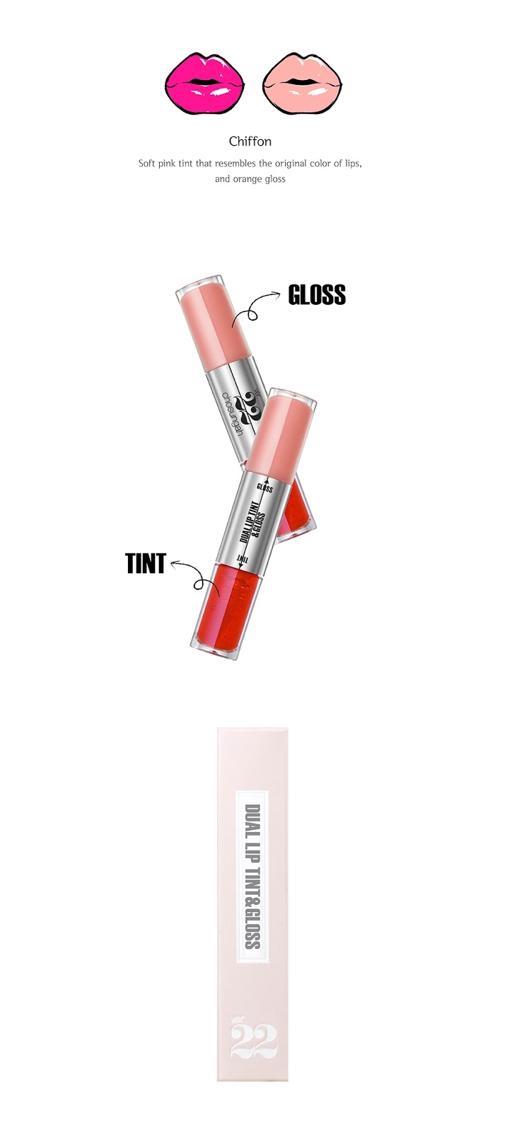 [Chosungah22] Dual Lip Tint & Gloss Chiffon Korean Beauty Dream