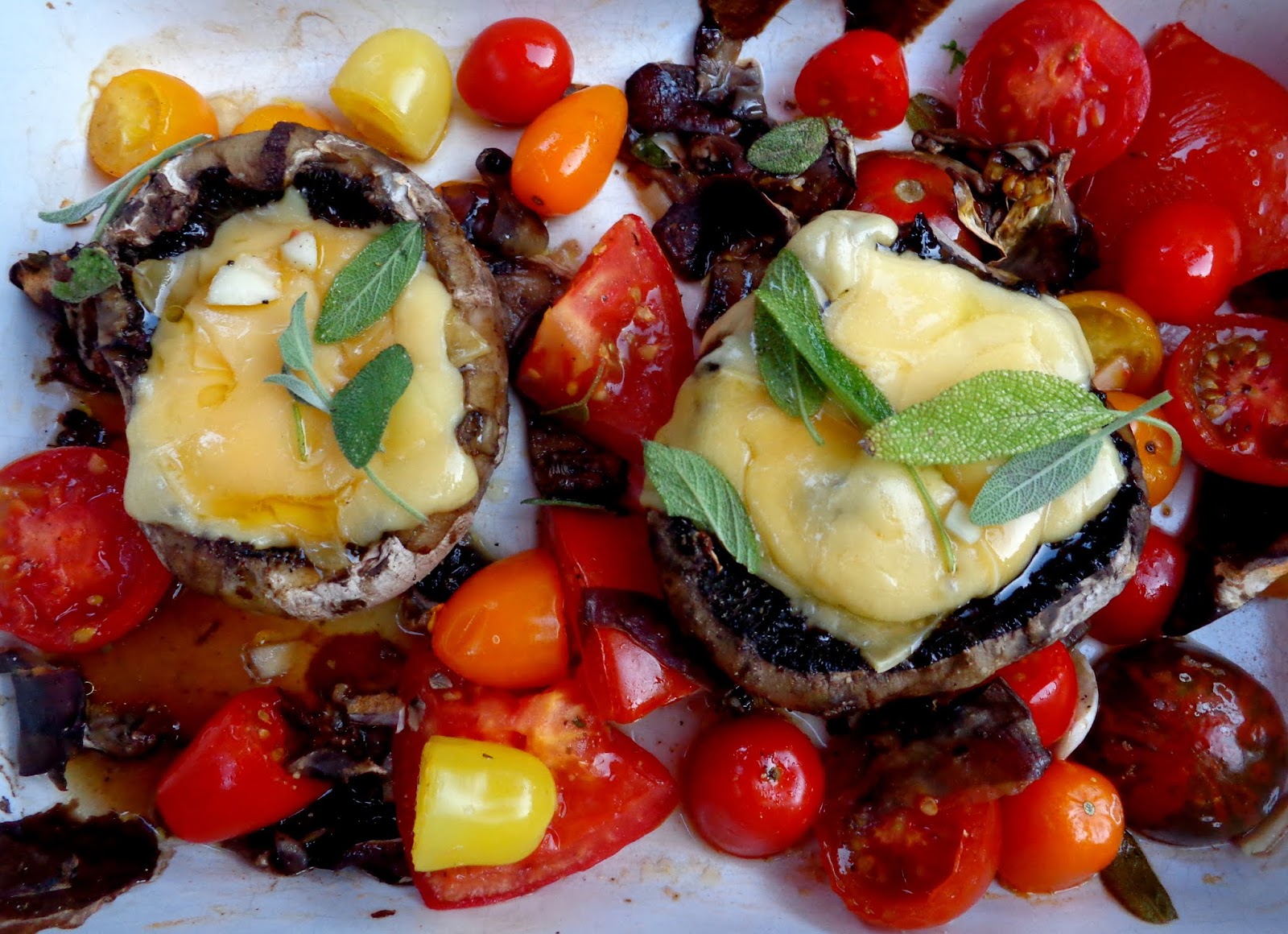 Wat ik gegeten heb Portobello's met knoflook en tomaatjes uit de oven