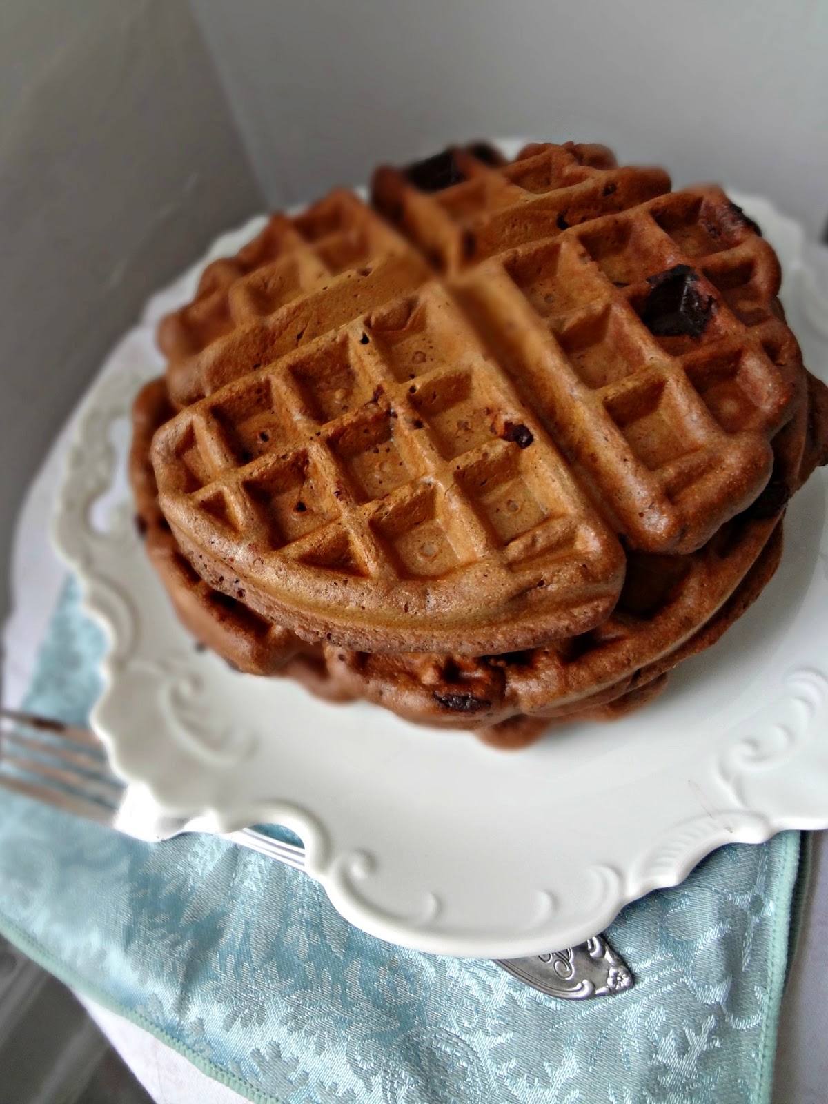 The Cooking Actress Whole Wheat Double Chocolate Chip Waffles