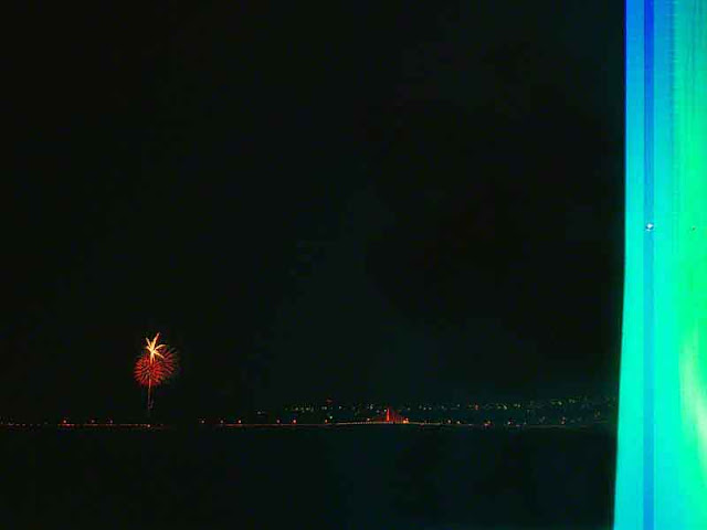 fireworks,blue, green, tower, image