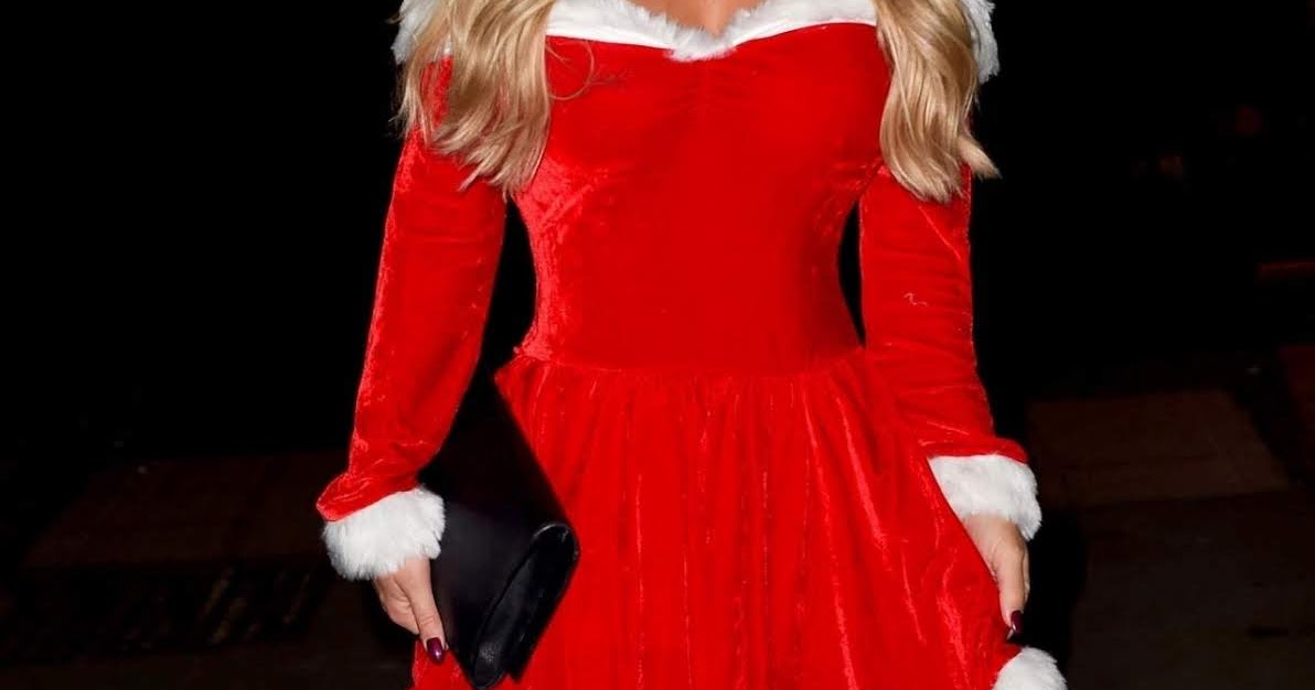 Bianca Gascoigne Dressed as Santa – Heads to a Christmas Party in Essex