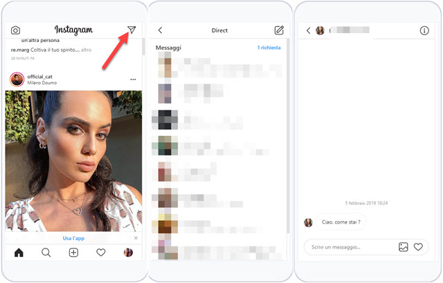 come inviare messaggi Instagram con browser desktop