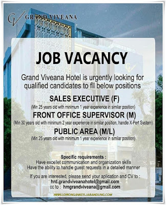 Lowongan Kerja Sales Executive Hotel Grand Viveana