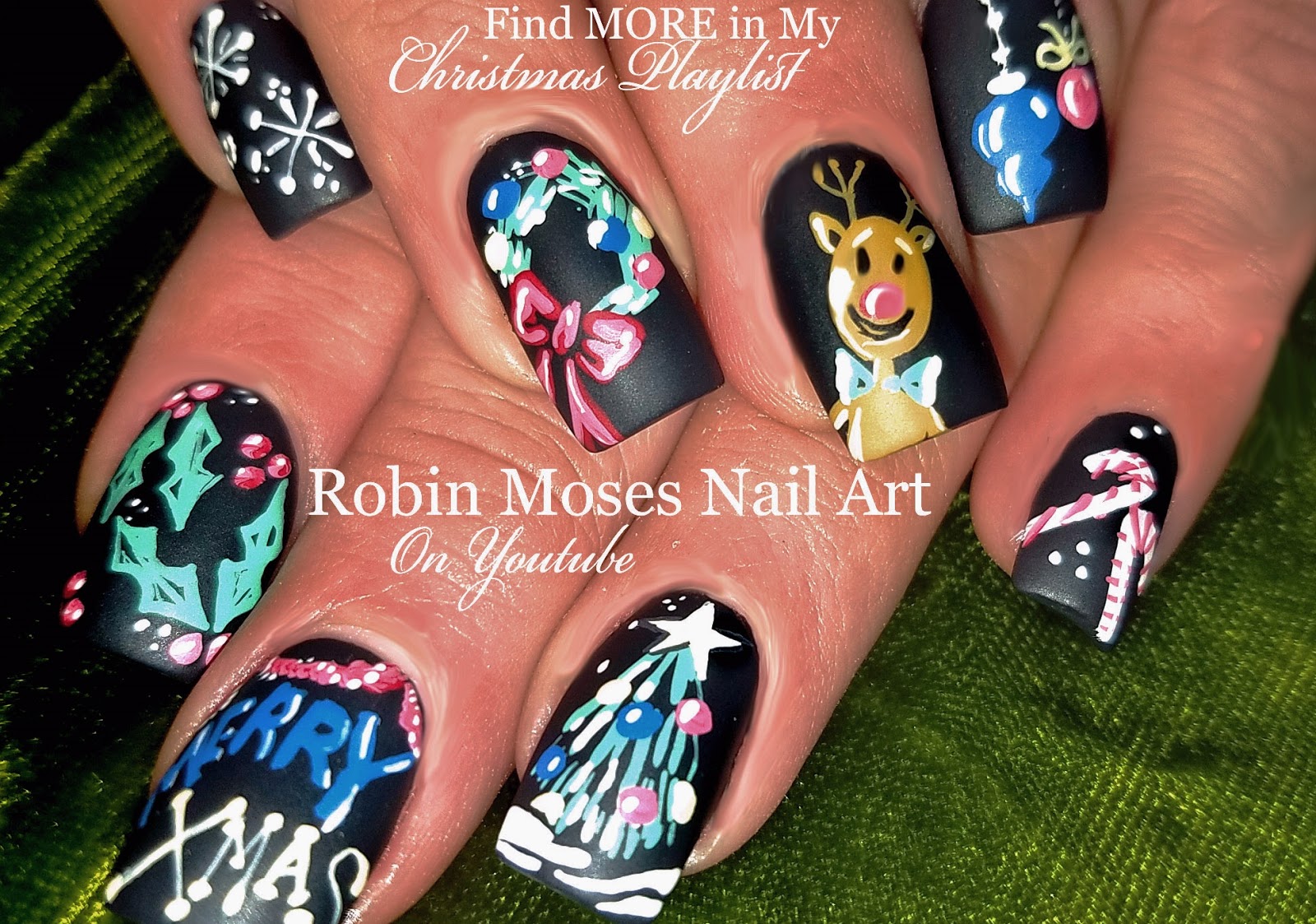 Nail Art By Robin Moses Christmas Cute Diy Xmas Nails Here Is My Christmas Nail Art Playlist Full Of Xmas Ideas To Keep You Painting All Season Long These Diy Designs Are Right From On