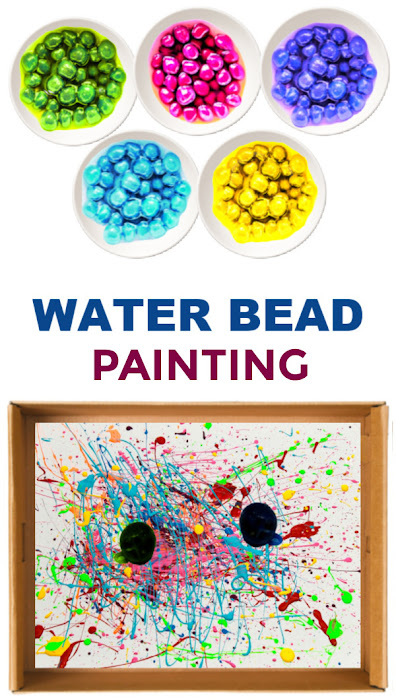 Make beautiful process art and paint with water beads! #paintingideasforkids #waterbeadpainting #waterbeadsideas #waterbeads #growingajeweledrose #activitiesforkids