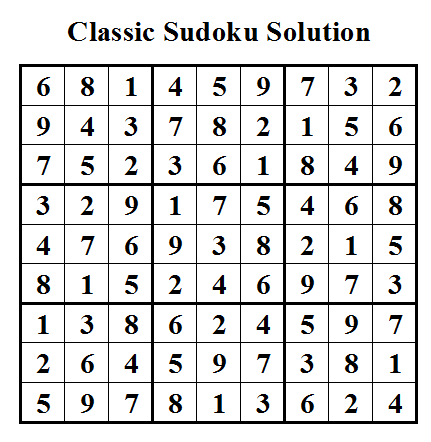 Classic Sudoku Solution (Daily Sudoku League #16)