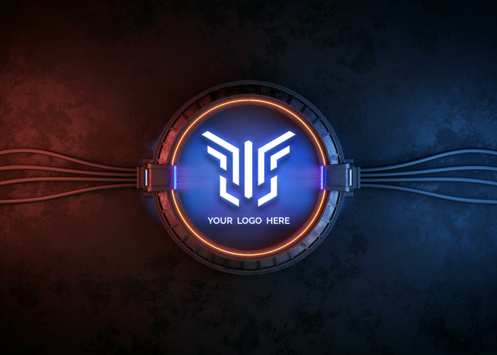 Futuristic Circle Logo Mockup Psd Template