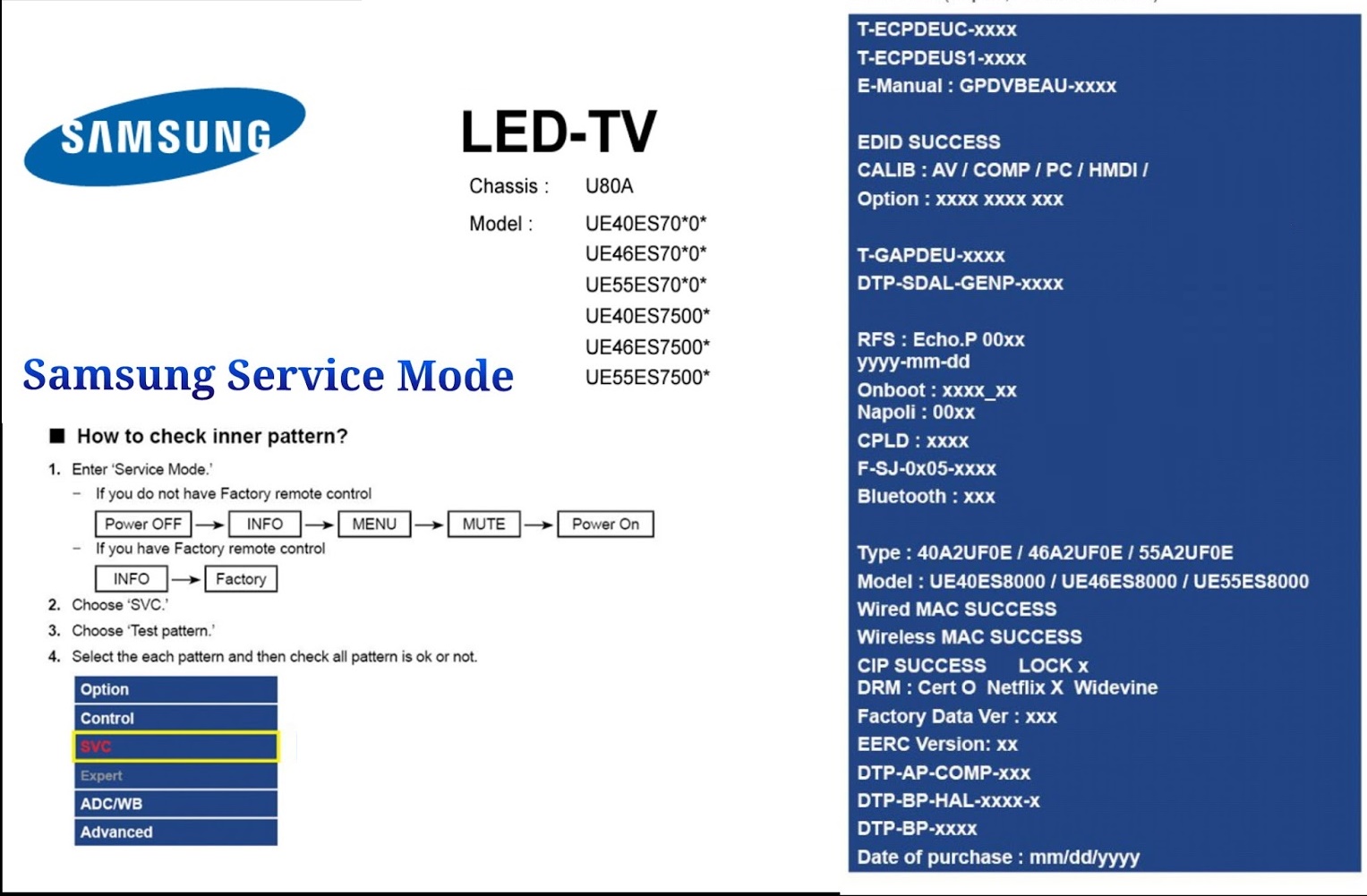Samsung LCD/LED TV Service Access Menu Code - Mr Technician