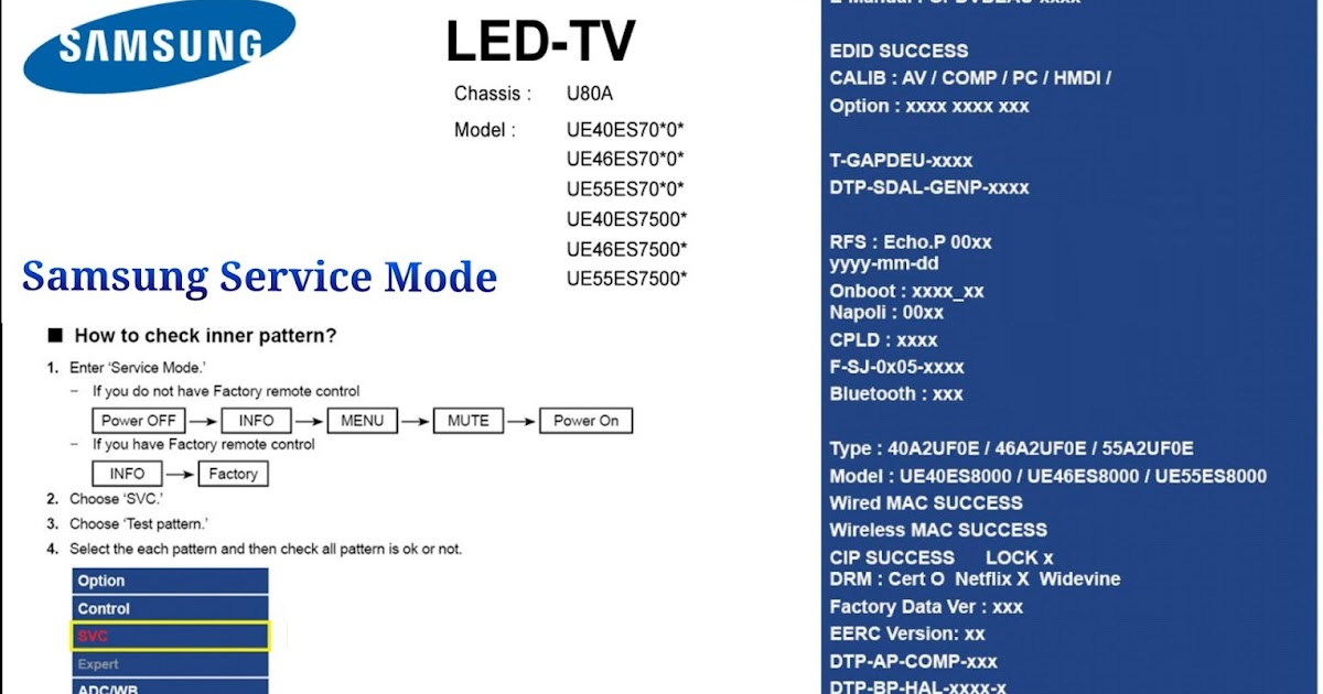 Samsung LCD/LED TV Service Access Menu Code Mr Technician
