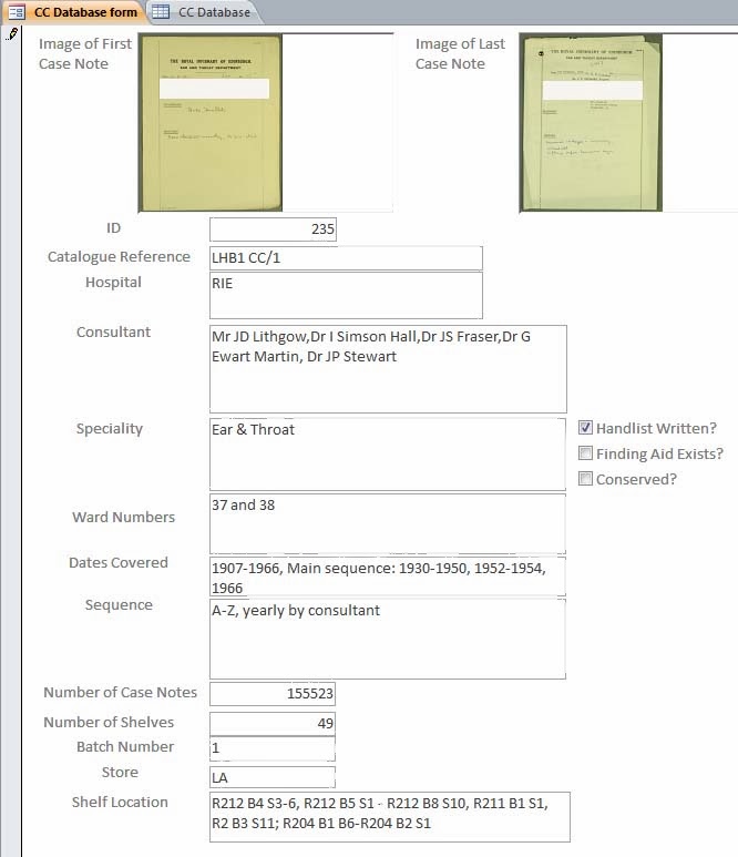 Lothian Health Services Archive: Case note conclusion