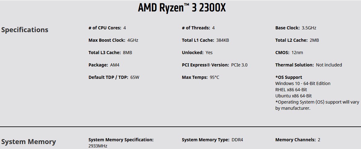 Ryzen 3 2300X Ryzen 3 2300X