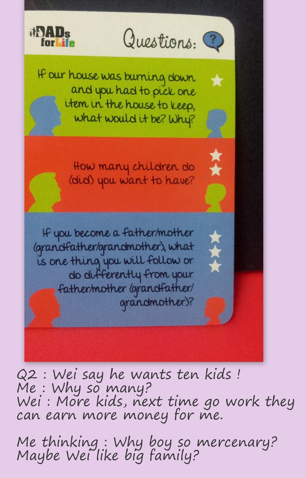 SengkangBabies Dads For Life's Family card game