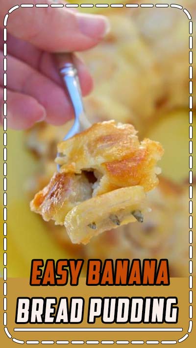 Easy banana bread pudding recipe is so amazing!! Like a dessert or brunch casserole made with overripe bananas and caramel bits if you want it to be really out of this world. You have to try this recipe for your family or to bring to a potluck, I assure you there won't be any left to take home! #banana #bread #pudding #bananabreadpudding #brunch #breakfast #casserole #dessert #overripe