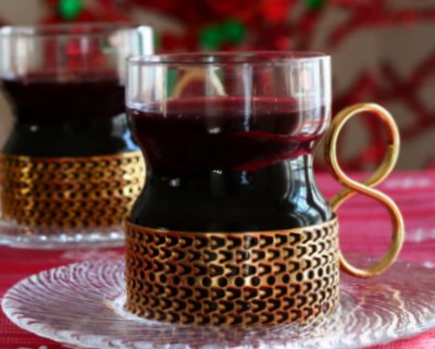 Finnish Glögi, the Mulled Wine ♥ KitchenParade.com, served hot in Nordic countries during winter.