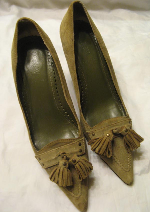 J. CREW SHOES HEELS SUEDE OLIVE SIZE 9