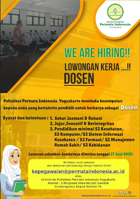 Lowongan Kerja Dosen Politeknik Kesehatan Permata Indonesia Yogyakarta