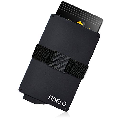 FIDELO Minimalist Wallet for Men - Slim Credit Card Holder RFID Mens Wallets with Leather Case ...