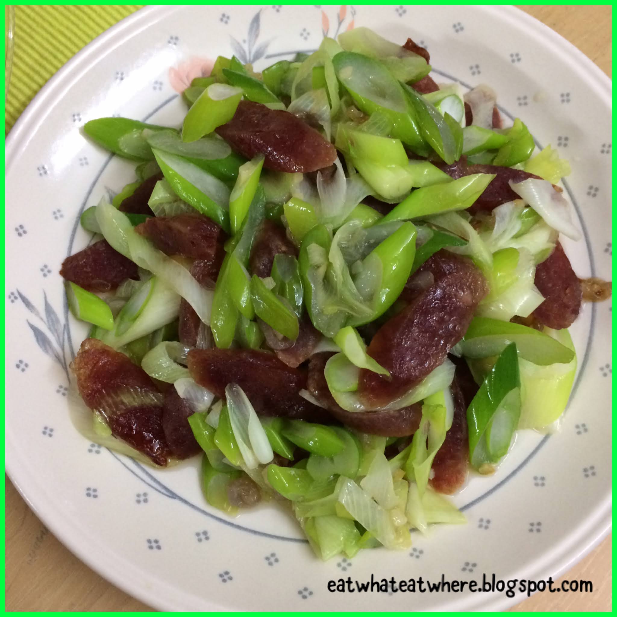 Eat what, Eat where?: #ewew cooks Stir-Fried Chinese Leeks with Lap Cheong