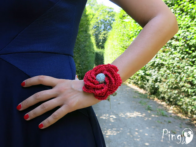 Crochet Rose Bracelet by Pingo - The Pink Penguin