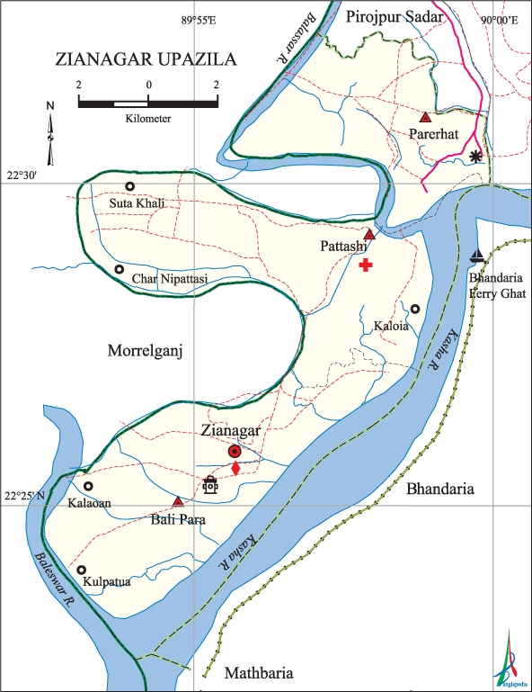 Zianagar Upazila Map Pirojpur District Bangladesh