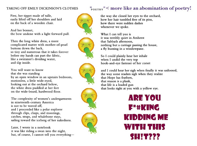 shitty billy collins poem with puke emoji around it