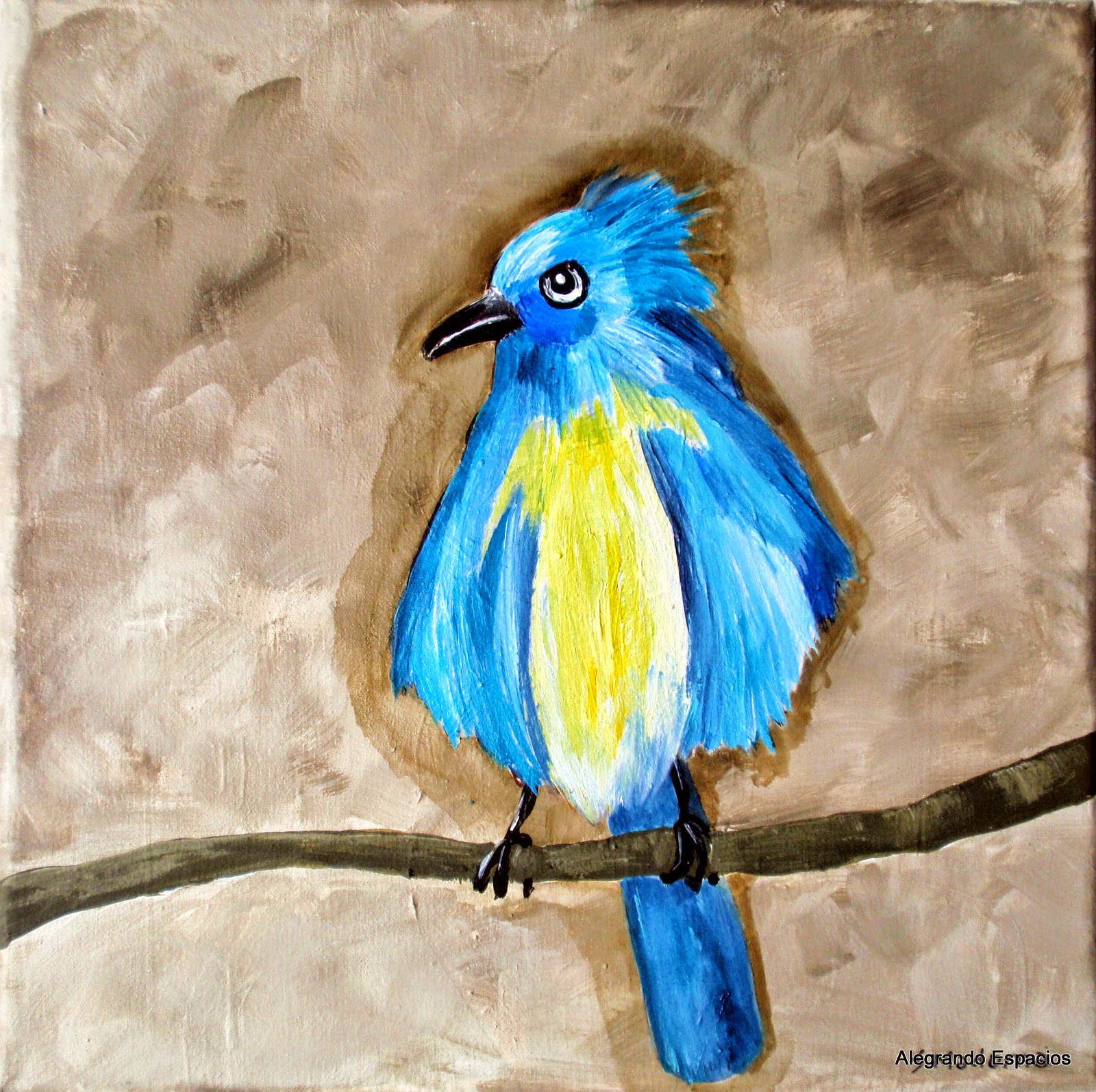 Cuadros. Pájaros en acrílicos sobre lienzo de 30 x 30 cm / Alegrando