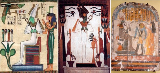 Бога Осириса, научившего египтян земледелию,  всегда изображали с зелёной кожей