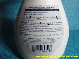 Dove Beauty Moisture Creamy Lather Facial Wash description and ingredients