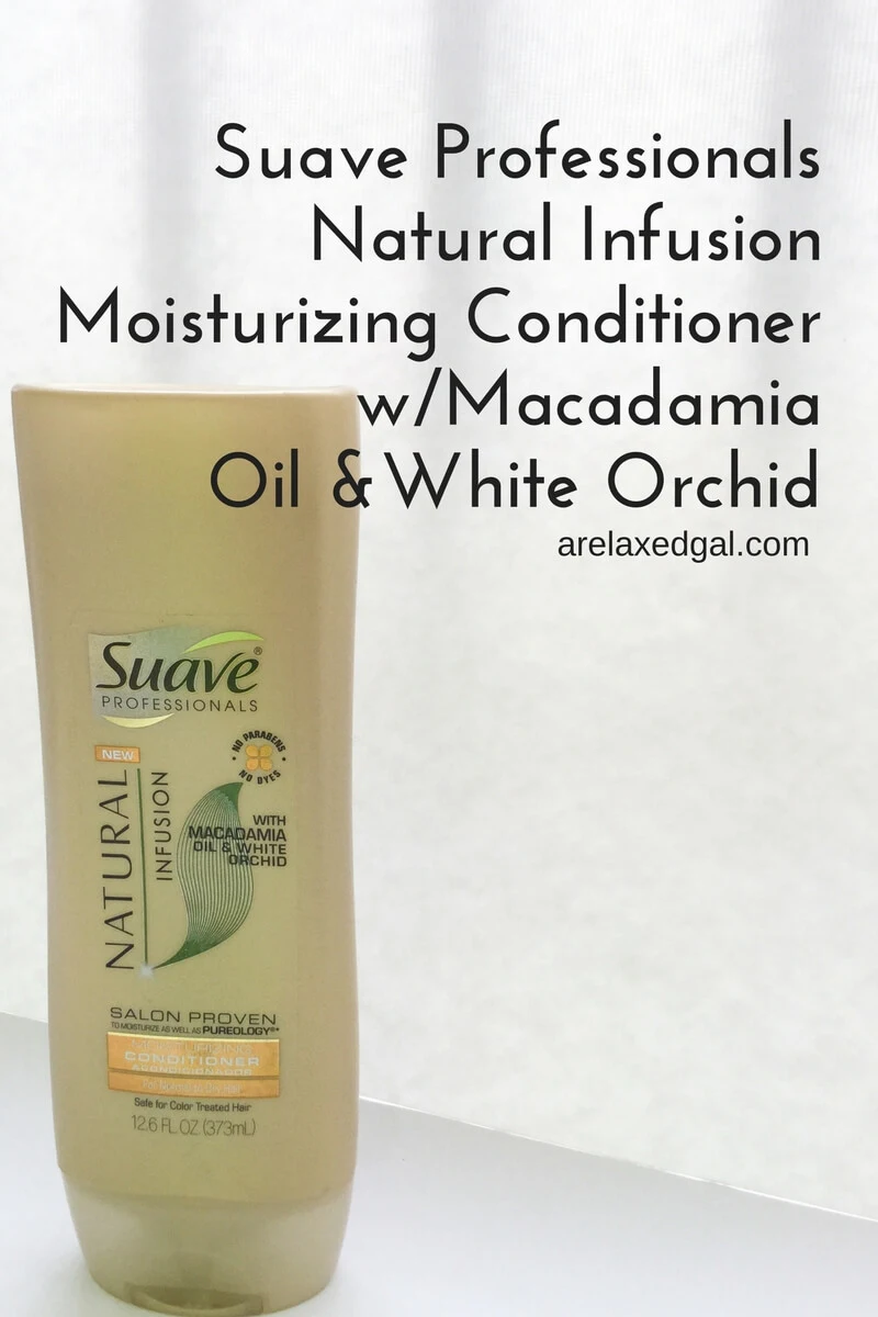 A review of Suave Professionals Natural Infusion Moisturizing Conditioner with Macadamia Oil on relaxed hair. | arelaxedgal.com