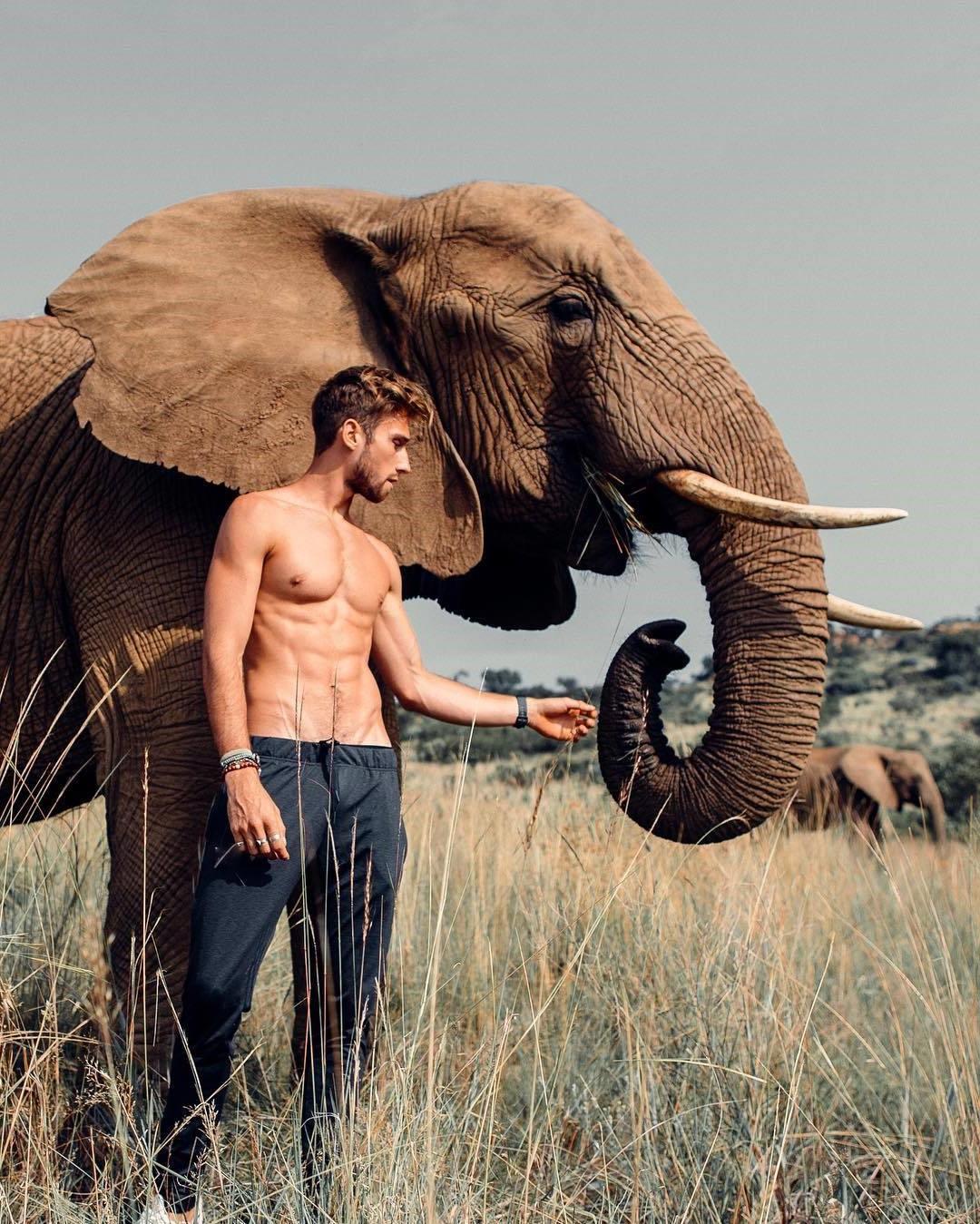 hot-guys-with-animals-elephant