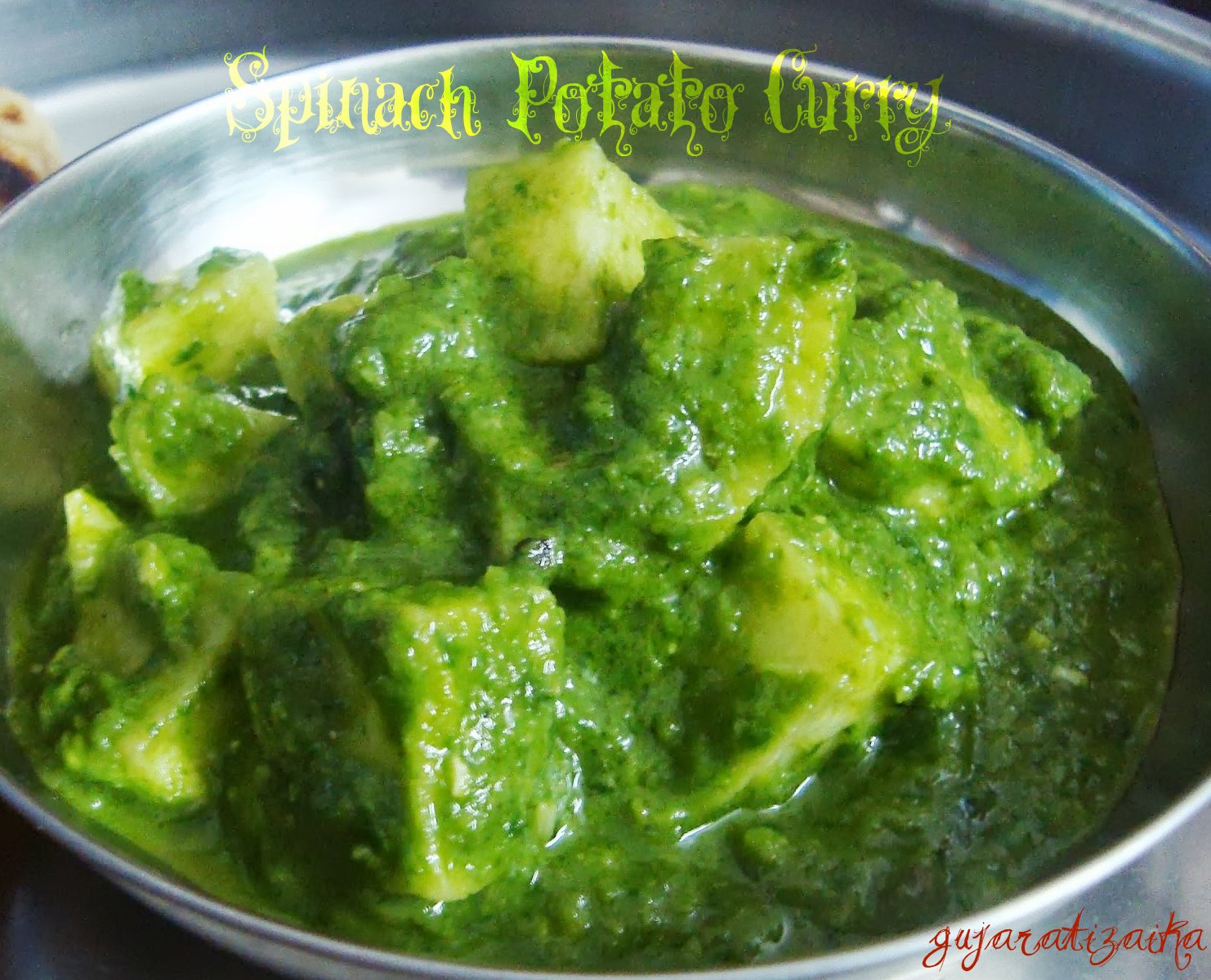 Gujarati Zaika Spinach Potato Curry