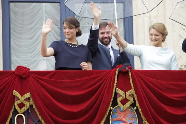 Prince Guillaume, Hereditary Grand Duke of Luxembourg and Princess Stephanie, Hereditary Grand Duchess of Luxembourg visit Esch on National Day 