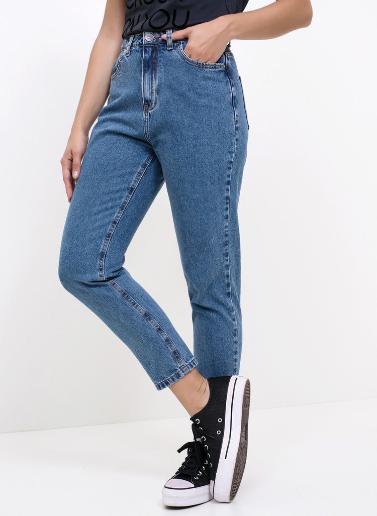 calça jeans cintura alta retro