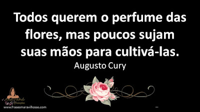 Todos querem o perfume das flores, mas poucos sujam suas mãos para cultivá-las. Augusto Cury