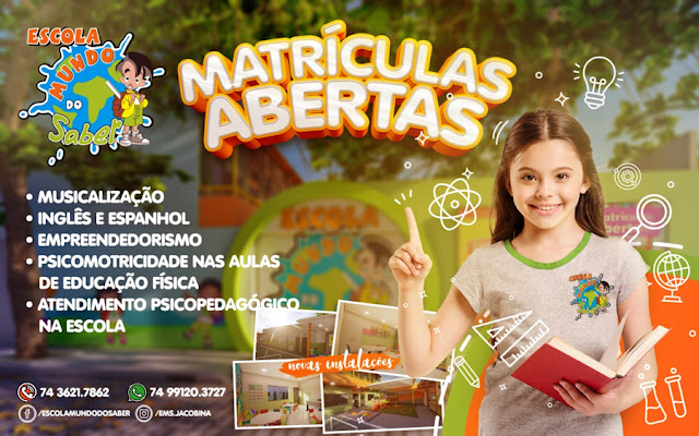 A Escola Mundo do Saber está com suas matrículas abertas