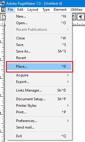How to insert image in PageMaker 7.0
