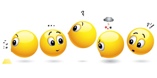 Emoticons standing in line