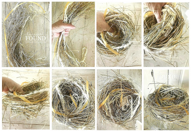 nests,garden,trash to treasure,DIY,diy decorating,tutorial,re-purposing,salvaged,junk makeover,crafting,winter,spring,garden art,wreaths,boho style,rustic style,farmhouse style,coastal style,inspired by nature,birdnests,diy bird nests,birdnest tutorial,found objects,yellow and gray home decor,Illuminating Yellow,Ultimate Gray, Pantone 2021,Pantone colors of the year