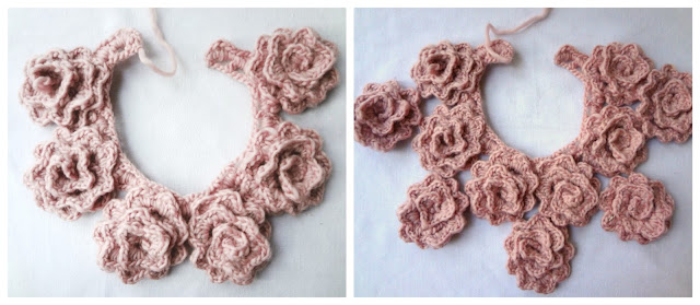 Crochet Rose Scarflette - free crochet pattern