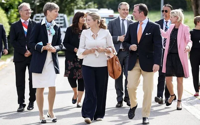 Princess Stephanie wore a ruffle sleeve blouse from Paule Ka. Hereditary Grand Duke Guillaume and Hereditary Grand Duchess Stephanie